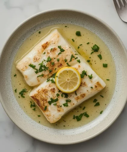 Broiled Chilean Sea Bass with Lemon Garlic Butter