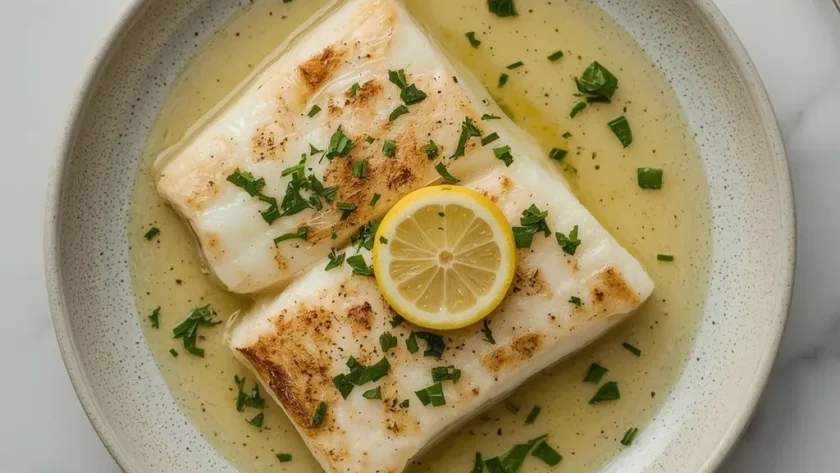 Broiled Chilean Sea Bass with Lemon Garlic Butter