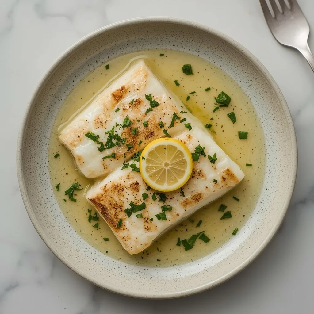 Broiled Chilean Sea Bass with Lemon Garlic Butter