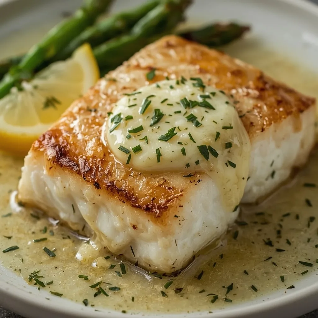 Broiled Chilean Sea Bass with Lemon Garlic Butter