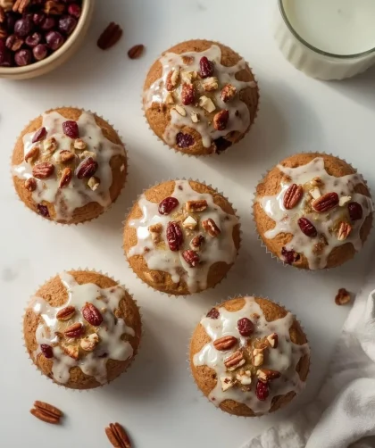 Glazed Cranberry Pecan Muffins