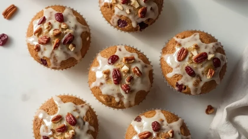 Glazed Cranberry Pecan Muffins