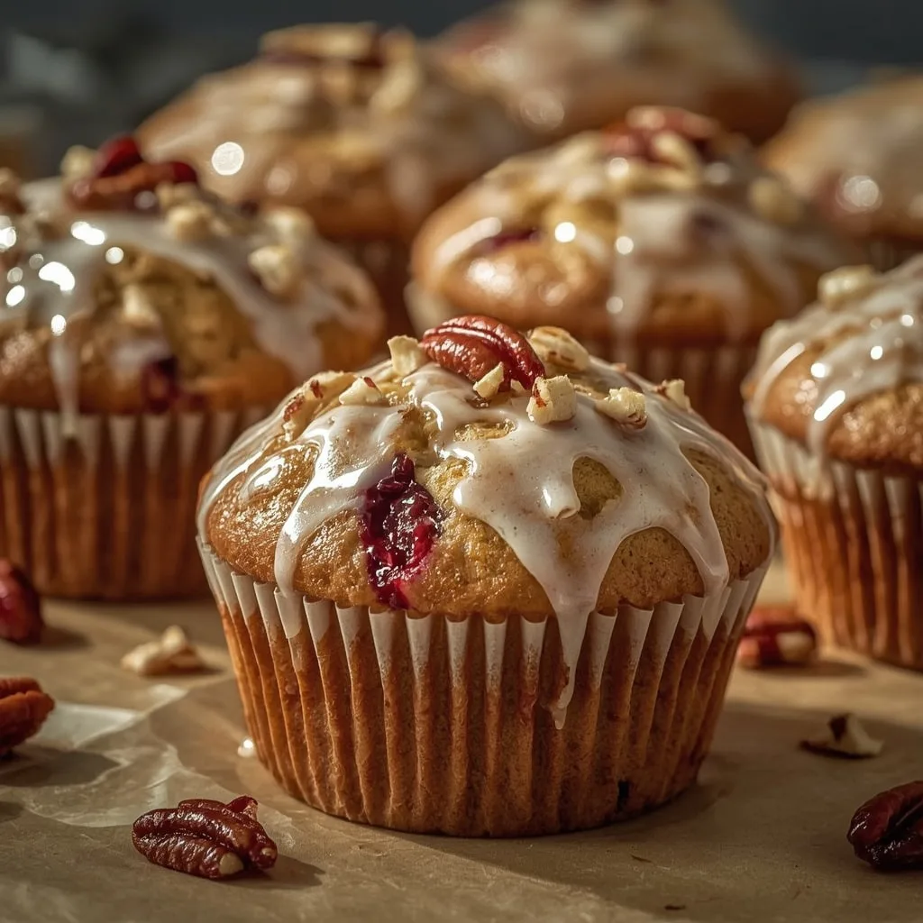 Glazed Cranberry Pecan Muffins