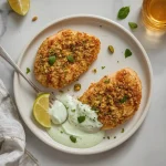 Pistachio Crusted Chicken with Honey Yogurt Sauce