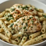 Creamy Pesto Chicken Pasta - recipe card
