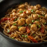 Honey Garlic Chicken Noodles - recipe card