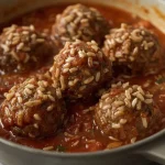 Porcupine Meatballs - recipe card